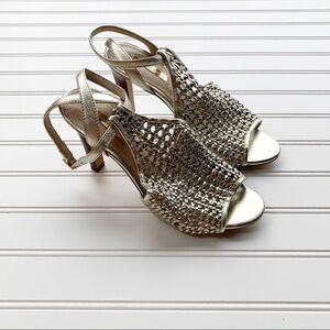 Louise Et Cie 8.5 Pewter Gold Caged Heels